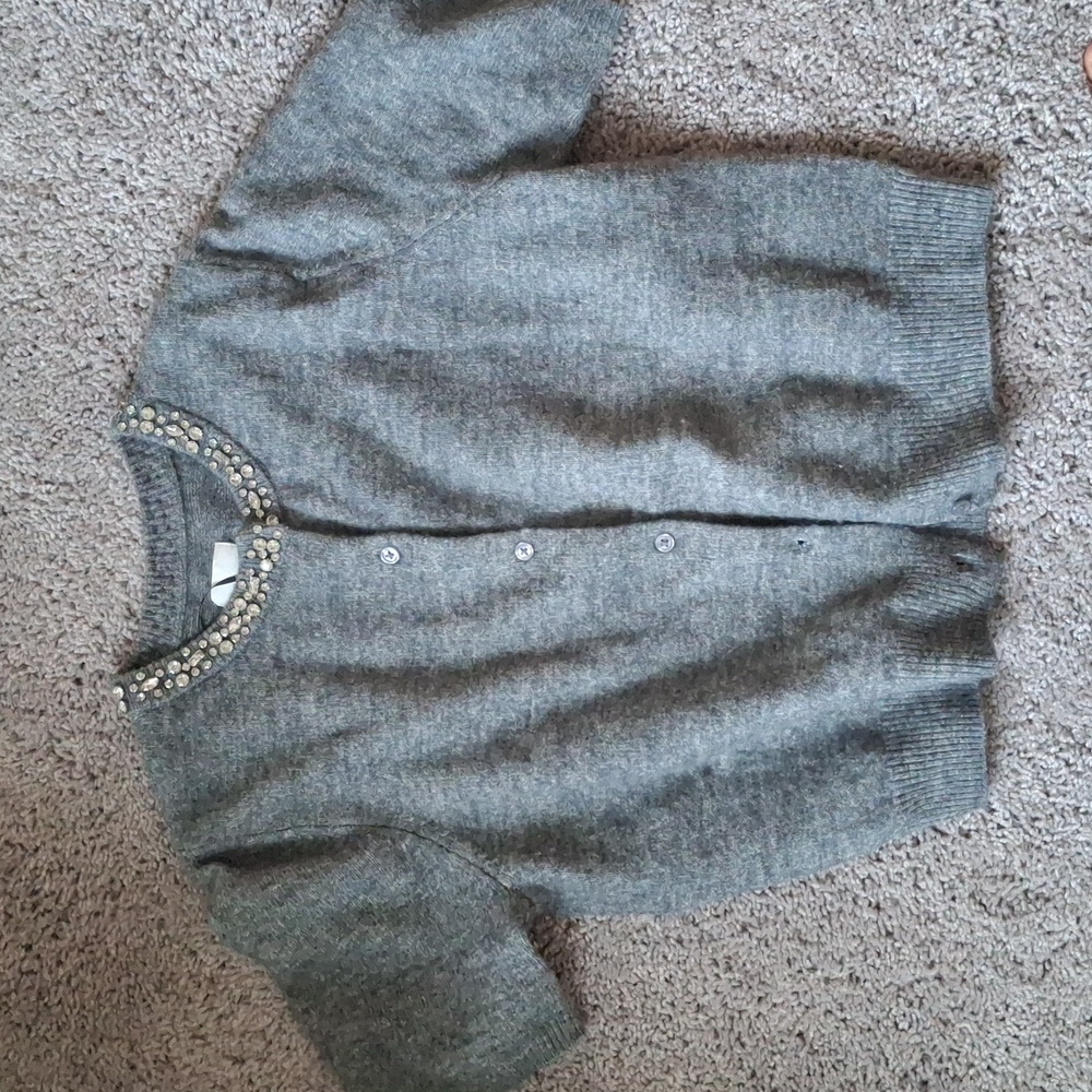 H&M Rhinestone Neck Short Sleeved Sweater